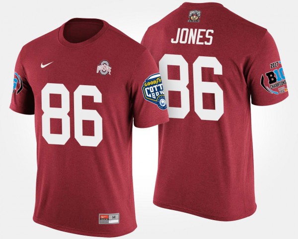 Ohio State Buckeyes Dre'Mont Jones Men's #86 Bowl Game Big Ten Conference Cotton Bowl Scarlet College Football T-Shirt 2404DBZZ3